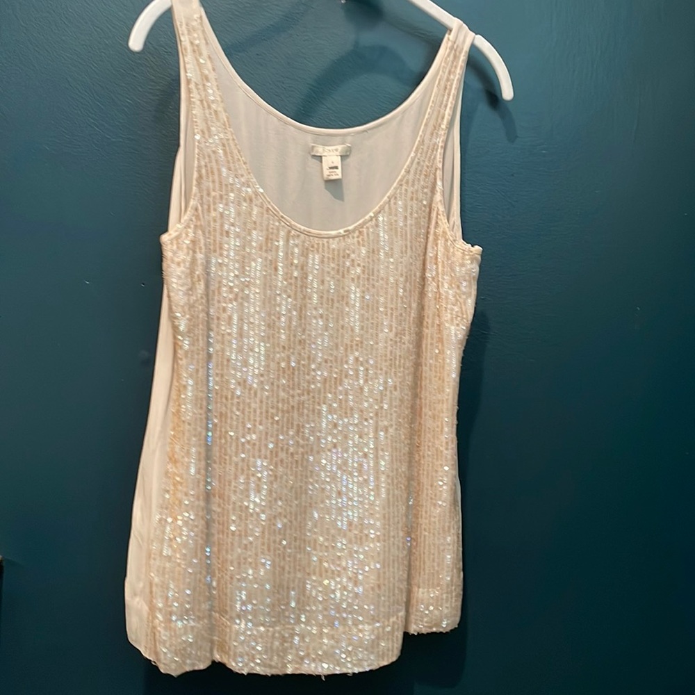 Silk J. Crew Oyster Sequin Top